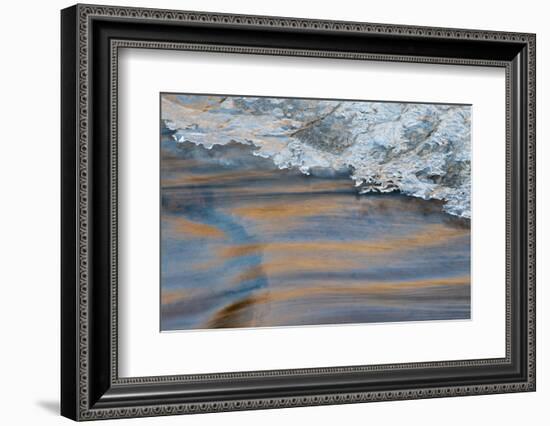 Utah, Abstract Frozen Ice Pattern and Waters of Mill Creek, Moab-Judith Zimmerman-Framed Photographic Print