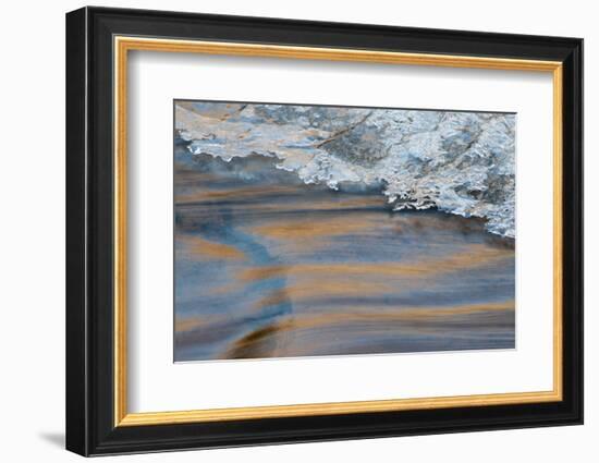 Utah, Abstract Frozen Ice Pattern and Waters of Mill Creek, Moab-Judith Zimmerman-Framed Photographic Print