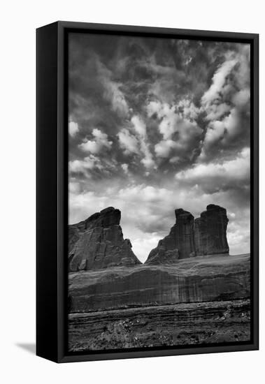 Utah, Arches National Park. Clouds and Rock Formations from Park Avenue Viewpoint-Judith Zimmerman-Framed Premier Image Canvas