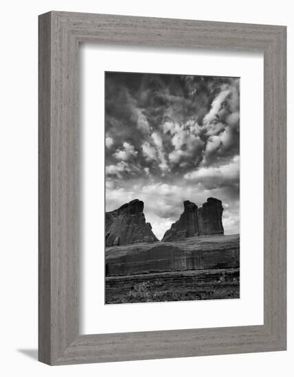 Utah, Arches National Park. Clouds and Rock Formations from Park Avenue Viewpoint-Judith Zimmerman-Framed Photographic Print