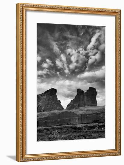 Utah, Arches National Park. Clouds and Rock Formations from Park Avenue Viewpoint-Judith Zimmerman-Framed Photographic Print