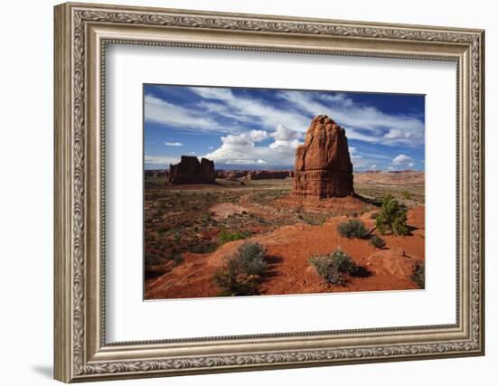 Utah, Arches National Park, Rock Formations from La Sal Mountains Viewpoint-David Wall-Framed Photographic Print