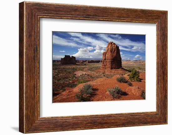 Utah, Arches National Park, Rock Formations from La Sal Mountains Viewpoint-David Wall-Framed Photographic Print