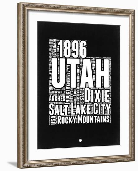 Utah Black and White Map-NaxArt-Framed Art Print