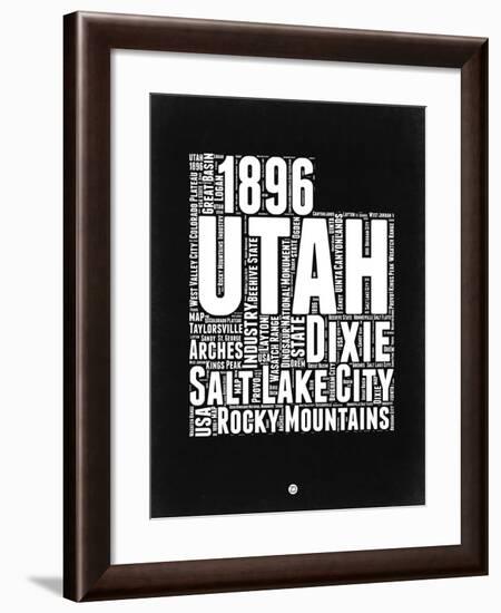 Utah Black and White Map-NaxArt-Framed Art Print