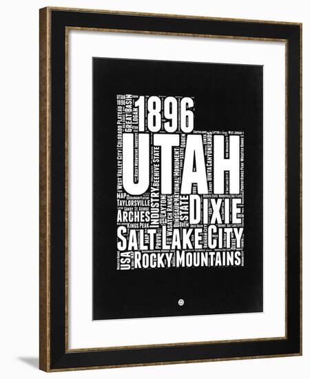 Utah Black and White Map-NaxArt-Framed Art Print