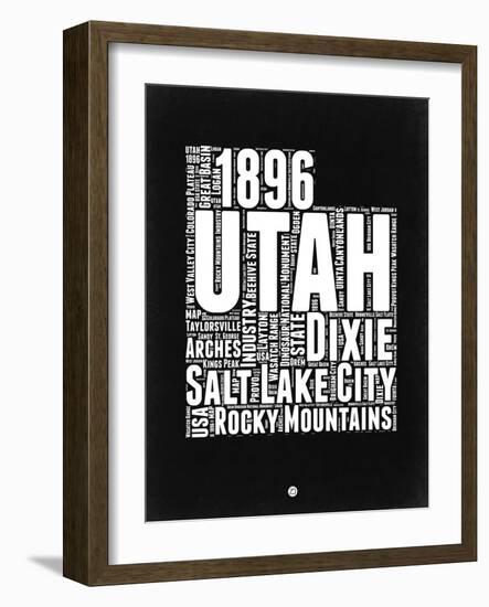 Utah Black and White Map-NaxArt-Framed Art Print