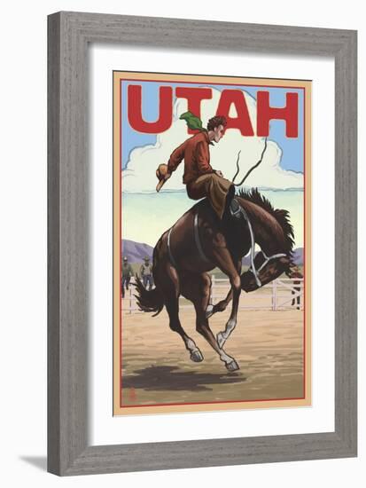 Utah - Bronco Bucking-Lantern Press-Framed Art Print