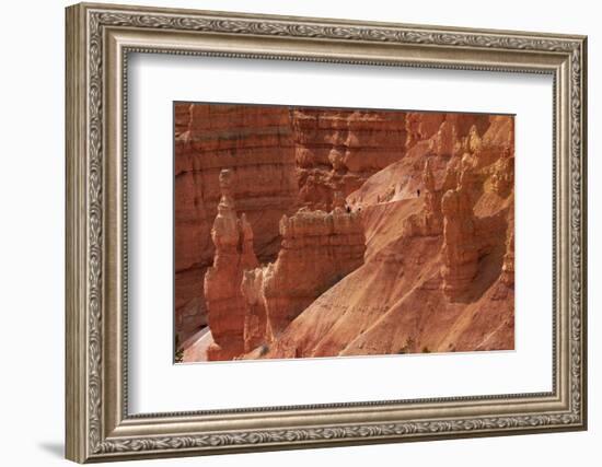 Utah, Bryce Canyon National Park, Hikers on Navajo Loop Trail Through Hoodoos-David Wall-Framed Photographic Print