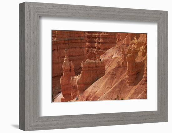 Utah, Bryce Canyon National Park, Hikers on Navajo Loop Trail Through Hoodoos-David Wall-Framed Photographic Print