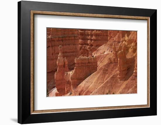 Utah, Bryce Canyon National Park, Hikers on Navajo Loop Trail Through Hoodoos-David Wall-Framed Photographic Print