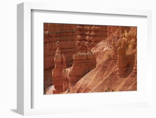 Utah, Bryce Canyon National Park, Hikers on Navajo Loop Trail Through Hoodoos-David Wall-Framed Photographic Print