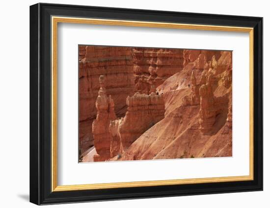 Utah, Bryce Canyon National Park, Hikers on Navajo Loop Trail Through Hoodoos-David Wall-Framed Photographic Print