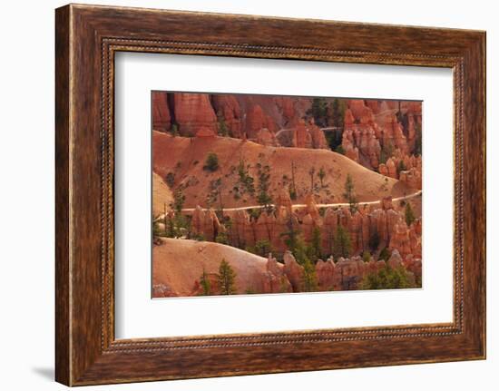 Utah, Bryce Canyon National Park, Hikers on Queens Garden Trail Through Hoodoos-David Wall-Framed Photographic Print