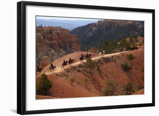 Utah, Bryce Canyon National Park, Horse Trekkers Near Queens Garden Trail-David Wall-Framed Photographic Print