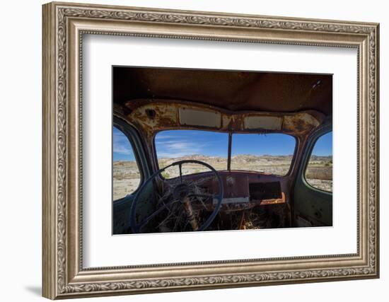 Utah, Capitol Reef National Park. Inside Cab of Old Drilling Rig-Jaynes Gallery-Framed Photographic Print