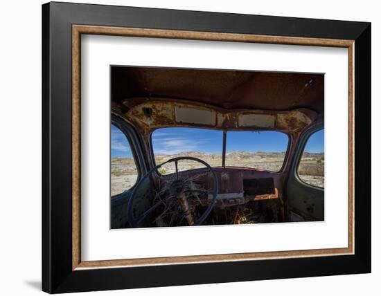 Utah, Capitol Reef National Park. Inside Cab of Old Drilling Rig-Jaynes Gallery-Framed Photographic Print