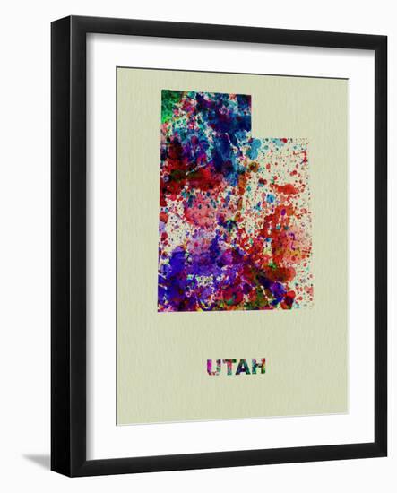 Utah Color Splatter Map-NaxArt-Framed Art Print