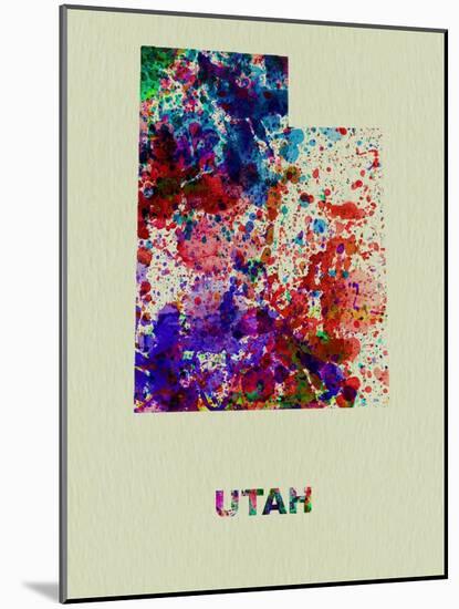 Utah Color Splatter Map-NaxArt-Mounted Art Print