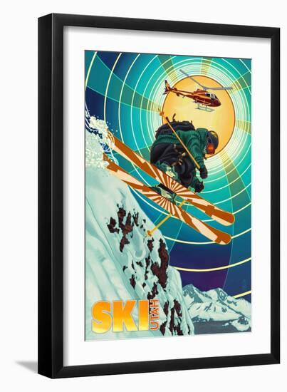 Utah - Heli-Skiing-Lantern Press-Framed Art Print