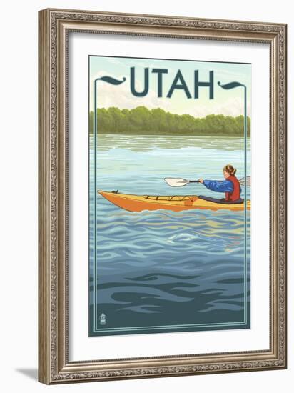 Utah - Kayak Scene-Lantern Press-Framed Art Print