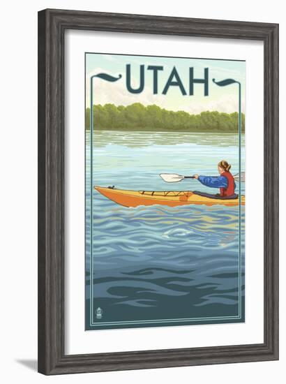 Utah - Kayak Scene-Lantern Press-Framed Art Print