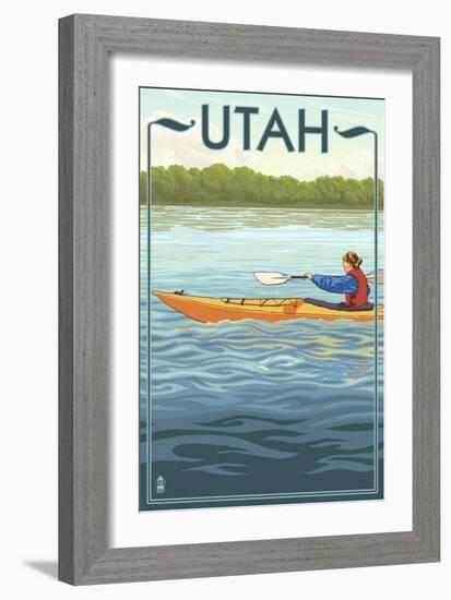 Utah - Kayak Scene-Lantern Press-Framed Art Print