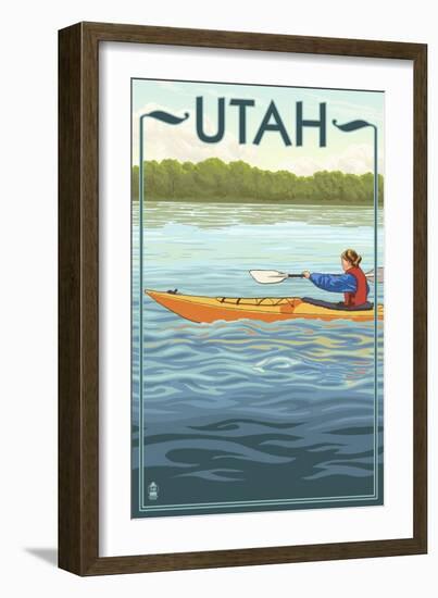 Utah - Kayak Scene-Lantern Press-Framed Art Print