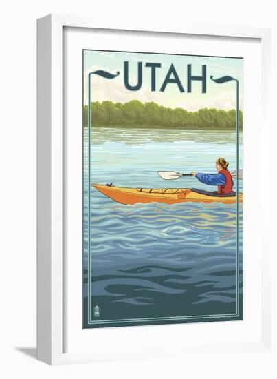 Utah - Kayak Scene-Lantern Press-Framed Art Print