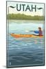 Utah - Kayak Scene-Lantern Press-Mounted Art Print