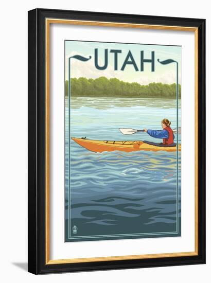 Utah - Kayak Scene-Lantern Press-Framed Art Print