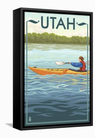 Utah - Kayak Scene-Lantern Press-Framed Stretched Canvas