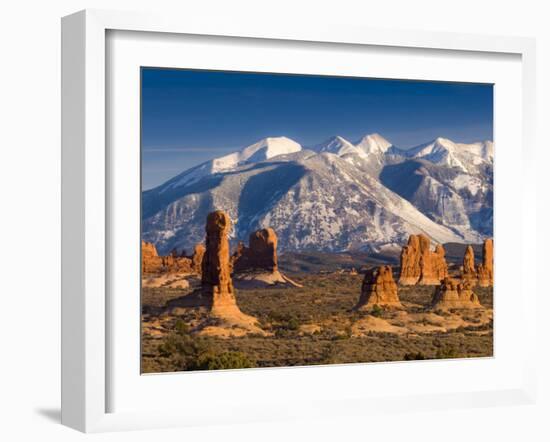 Utah, La Sal Mountains from Arches National Park, USA-Alan Copson-Framed Photographic Print