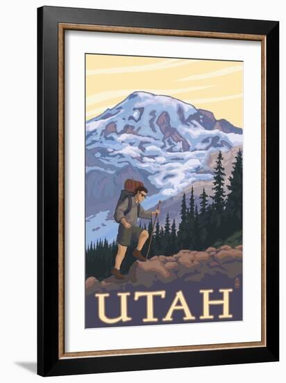 Utah - Mountain Hiker-Lantern Press-Framed Art Print