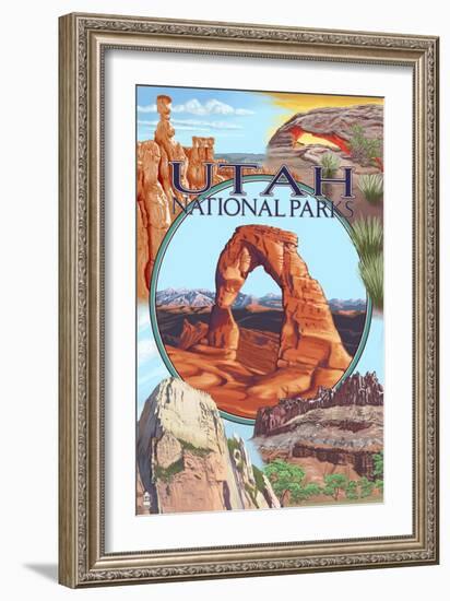 Utah National Parks - Delicate Arch Center-Lantern Press-Framed Art Print