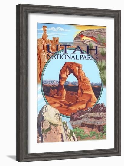 Utah National Parks - Delicate Arch Center-Lantern Press-Framed Art Print