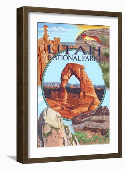 Utah National Parks - Delicate Arch Center-Lantern Press-Framed Art Print