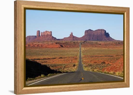 Utah, Navajo Nation, U.S. Route 163 Heading Towards Monument Valley-David Wall-Framed Premier Image Canvas