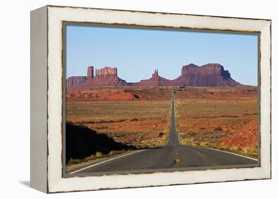 Utah, Navajo Nation, U.S. Route 163 Heading Towards Monument Valley-David Wall-Framed Premier Image Canvas