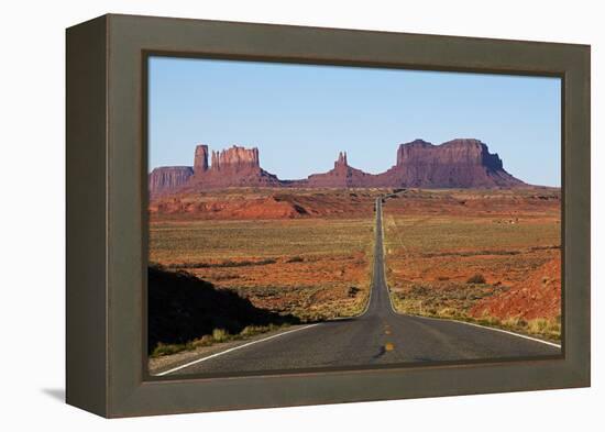 Utah, Navajo Nation, U.S. Route 163 Heading Towards Monument Valley-David Wall-Framed Premier Image Canvas