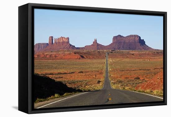 Utah, Navajo Nation, U.S. Route 163 Heading Towards Monument Valley-David Wall-Framed Premier Image Canvas