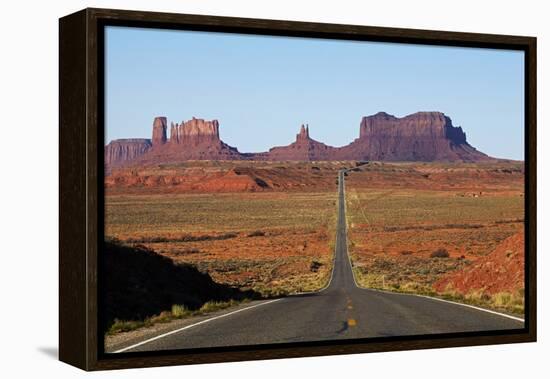 Utah, Navajo Nation, U.S. Route 163 Heading Towards Monument Valley-David Wall-Framed Premier Image Canvas