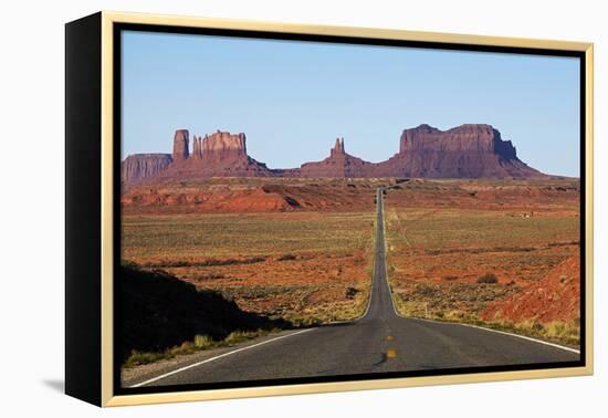 Utah, Navajo Nation, U.S. Route 163 Heading Towards Monument Valley-David Wall-Framed Premier Image Canvas