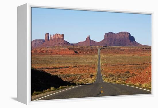 Utah, Navajo Nation, U.S. Route 163 Heading Towards Monument Valley-David Wall-Framed Premier Image Canvas