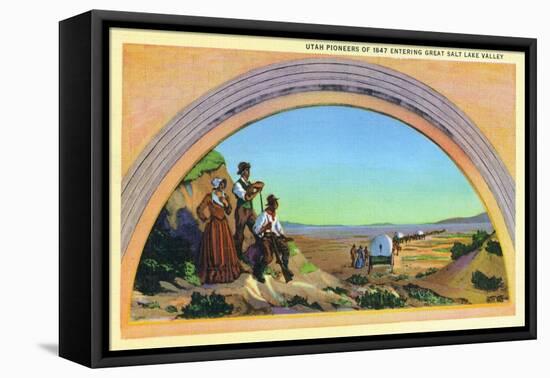 Utah, Representation of Utah Pioneers of 1847 Entering Great Salt Lake Valley-Lantern Press-Framed Stretched Canvas