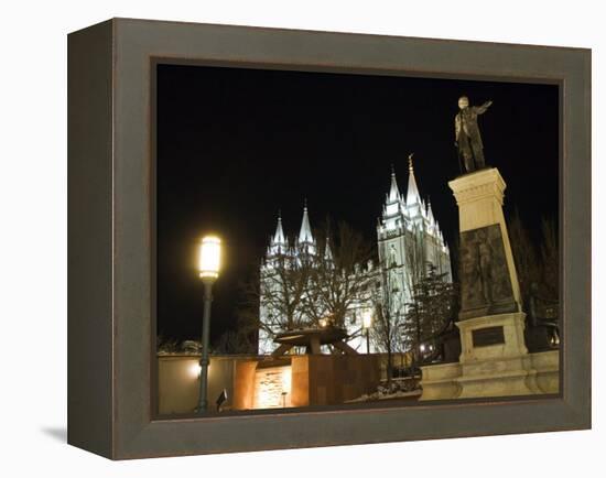 Utah, Salt Lake City, Mormon Theatre Monument in Honour of Brigham Young and the Pioneers, USA-Christian Kober-Framed Premier Image Canvas