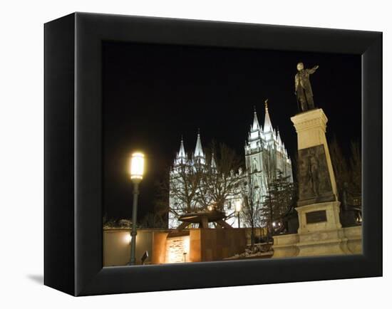 Utah, Salt Lake City, Mormon Theatre Monument in Honour of Brigham Young and the Pioneers, USA-Christian Kober-Framed Premier Image Canvas