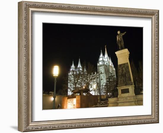 Utah, Salt Lake City, Mormon Theatre Monument in Honour of Brigham Young and the Pioneers, USA-Christian Kober-Framed Photographic Print