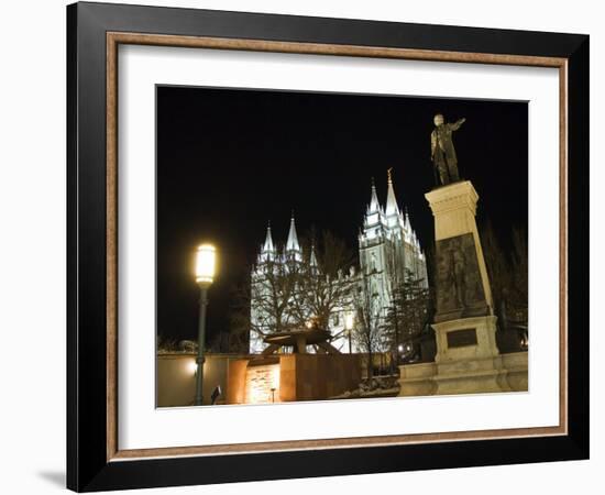 Utah, Salt Lake City, Mormon Theatre Monument in Honour of Brigham Young and the Pioneers, USA-Christian Kober-Framed Photographic Print