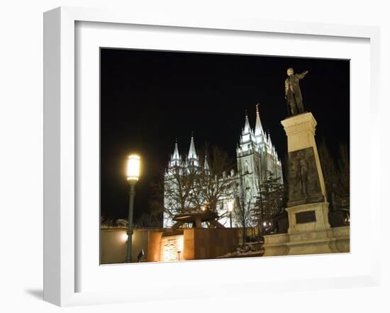 Utah, Salt Lake City, Mormon Theatre Monument in Honour of Brigham Young and the Pioneers, USA-Christian Kober-Framed Photographic Print